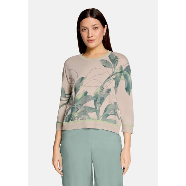 Pull-over en maille à imprimé beige/green <span itemprop=