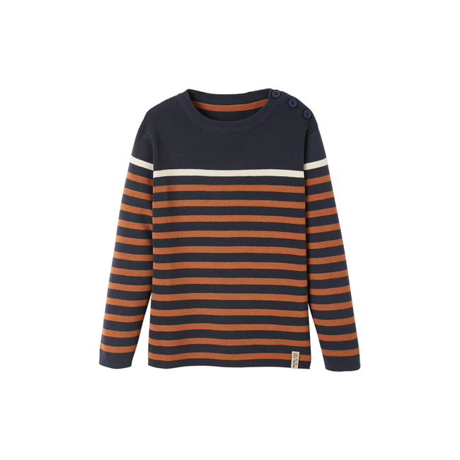 Pull Rayé Fille Vertbaudet - Cœur Fantaisie Imprimé - 100% Coton - Manches Longues - Style Marinière Adorable