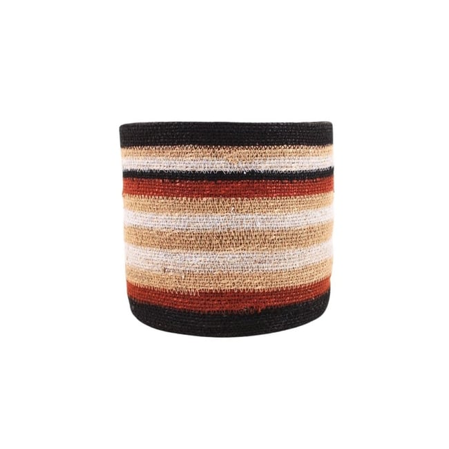 Panier rayé en herbes marines 26x25cm Couleur marron <span itemprop=