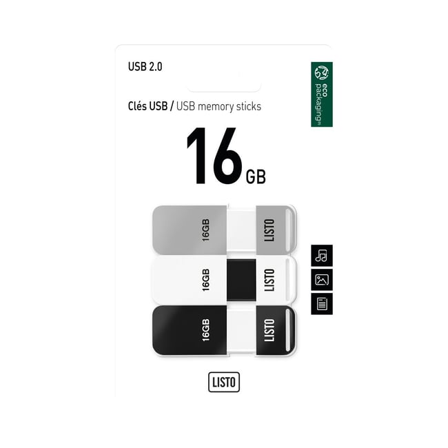 Clé USB Tripack x 3 16Go - ESSENTIEL B