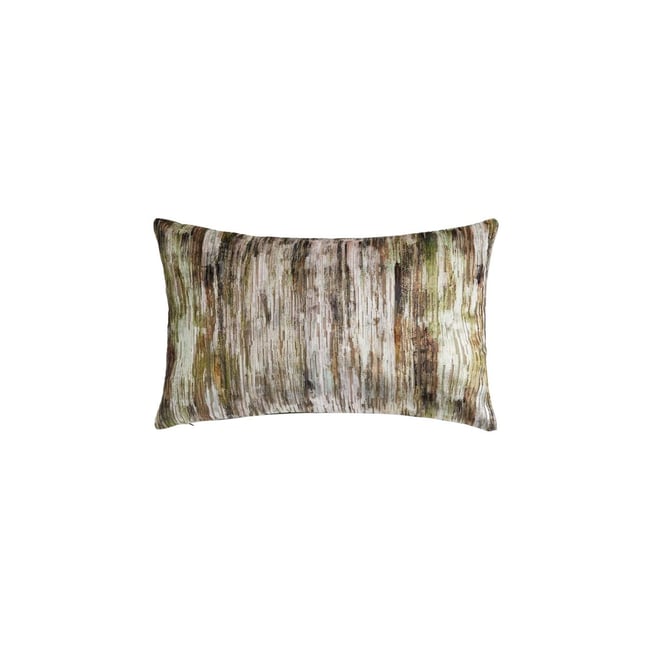 Coussin rayé en velours effet flou vert <span itemprop=