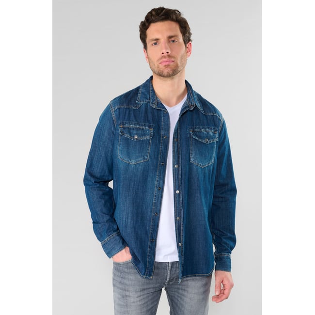 Chemise en jeans JUANITO blue <span itemprop=