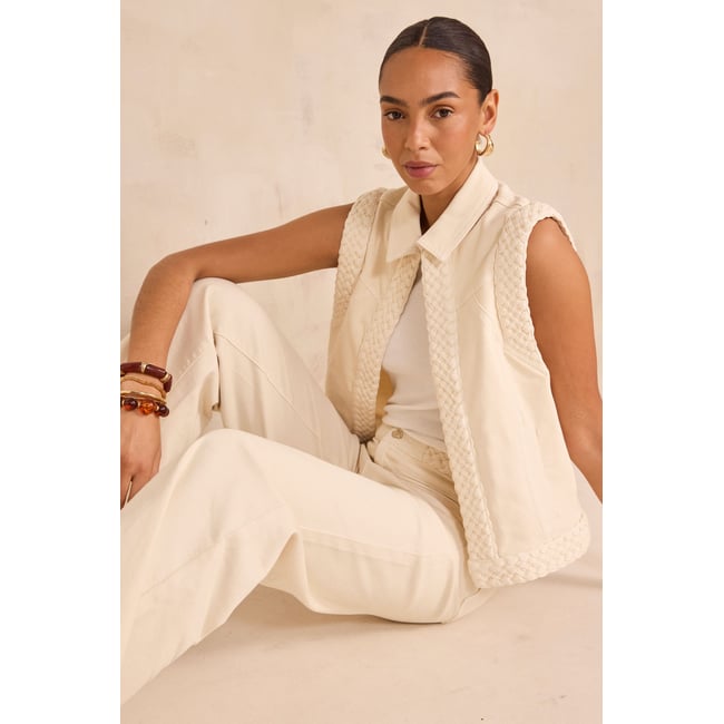 Veste sans manches tressé VANESSA creme <span itemprop=