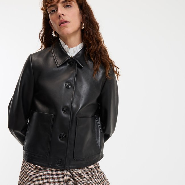 Abella Signature Short Buttoned Jacket in Leather - LA REDOUTE COLLECTIONS