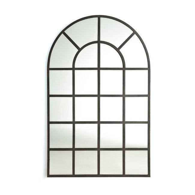 Lenaig 110 x 170cm Arched Industrial Metal Window Mirror, brushed metal, LA REDOUTE INTERIEURS