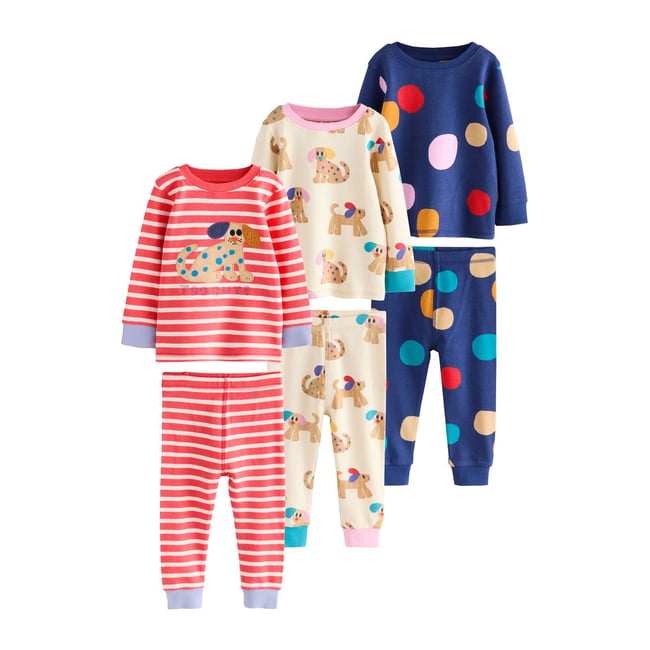 Pyjama douillet, lot de 3 applique chien rouge/marine <span itemprop=