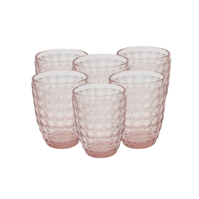 Lot de 6 verres rose, HANAE Couleur rose <span itemprop=
