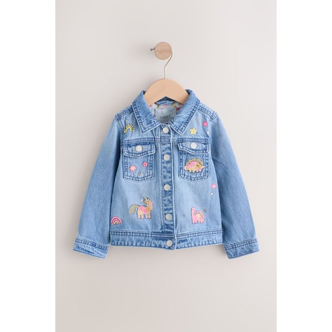 Veste western motif licorne jean bleu moyen <span itemprop=