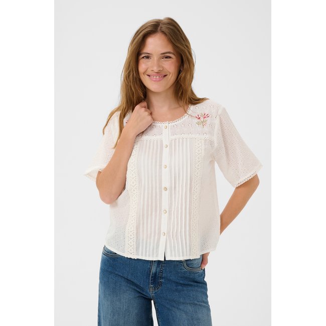 Chemise à manche courte coupe relax blanc spring gardenia <span itemprop=