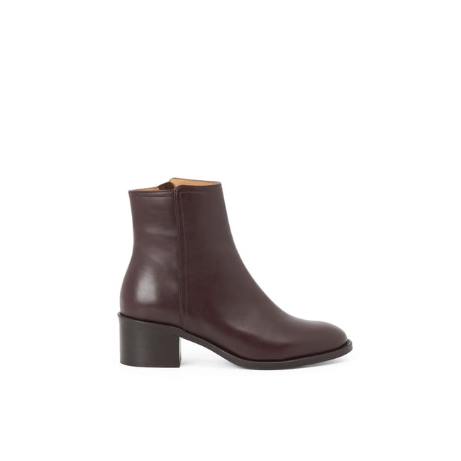 Boots À Talon en cuir RICIN chocolat <span itemprop=