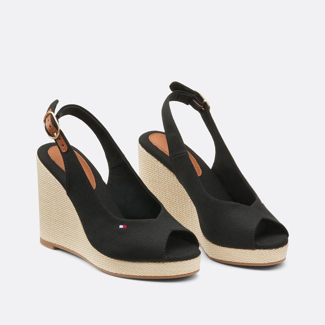 Sandali con zeppa slingback Flag nero TOMMY HILFIGER