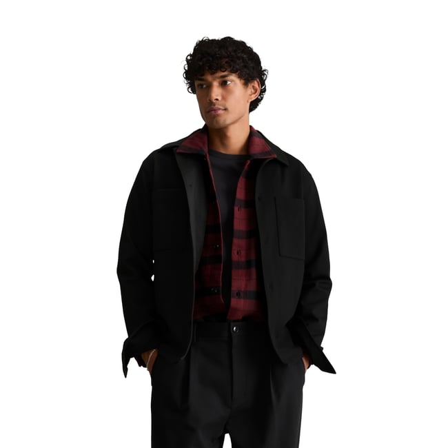 Surchemise en jersey interlock, coupe classique en jersey de coton bio tout doux noir <span itemprop=