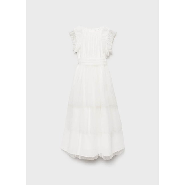 Robe plumetis volants blanc <span itemprop=