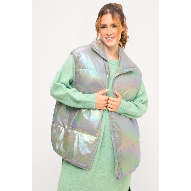 Gilet matelassé oversize mélange d’argent <span itemprop=