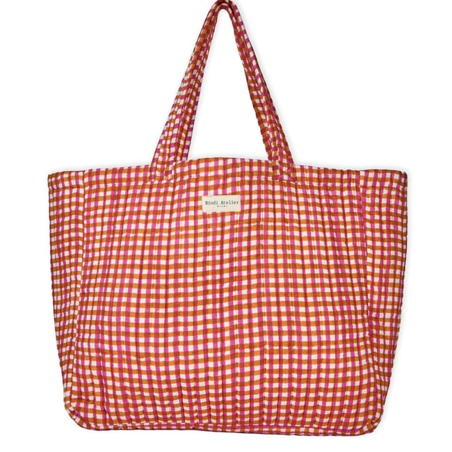 Sac cabas en coton matelassé Tara Camel orange camel <span itemprop=