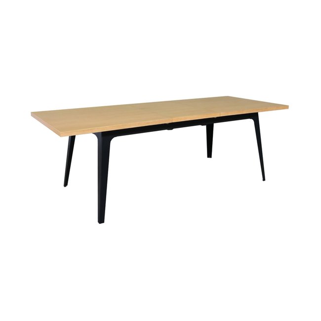 Table à manger rectangulaire extensible placage chêne et métal 6-8 places MILLTOWN Couleur naturel <span itemprop=