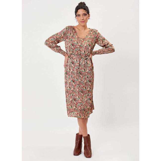 Robe droite midi imprimée LEIRA - LA FIANCÉE