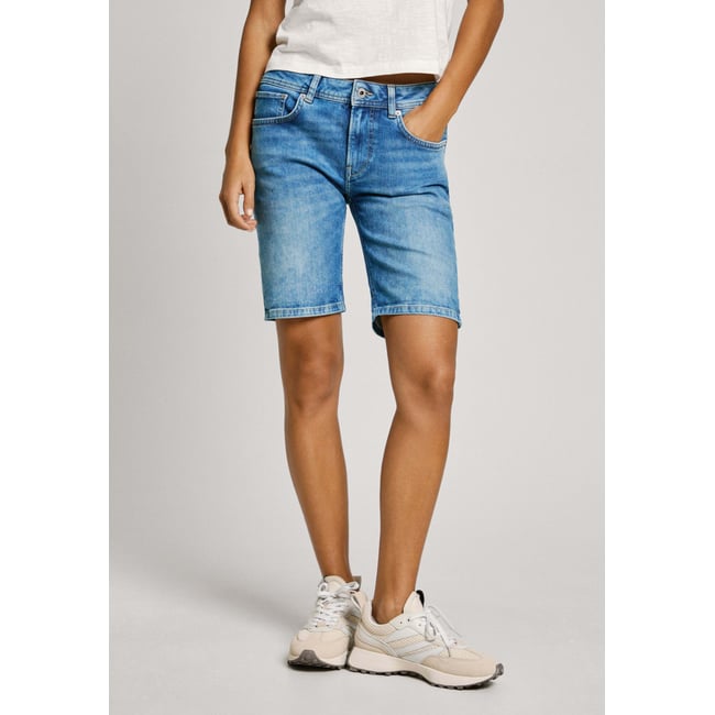 Short En Denim Coupe Slim sky blue <span itemprop=