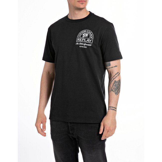 Camiseta estampada delante y detrás negro <span itemprop=