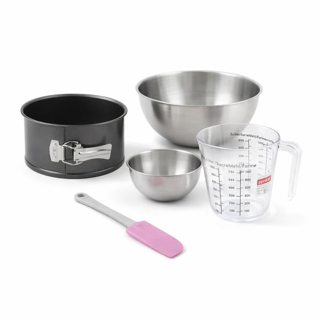 Set de 5 ustensiles de pâtisserie moule à gâteaux bols spatule noir <span itemprop=