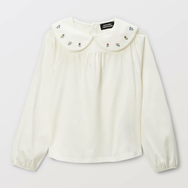 T-shirt à col brodé en coton BIO GOTS amaretti <span itemprop=