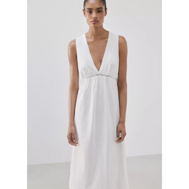 Nuisette coton dentelle blanc <span itemprop=