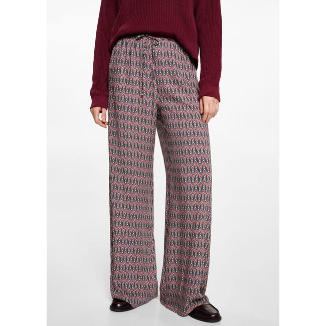 Pantalon fluide imprimé grenat <span itemprop=