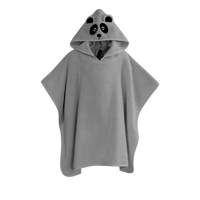 Poncho de bain enfant 4/8 ans PANDY PANDA gris cendré <span itemprop=