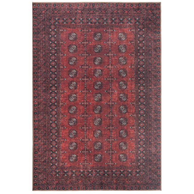 Tapis traditonnel, effet délavé, lavable BANNON Couleur rouge <span itemprop=