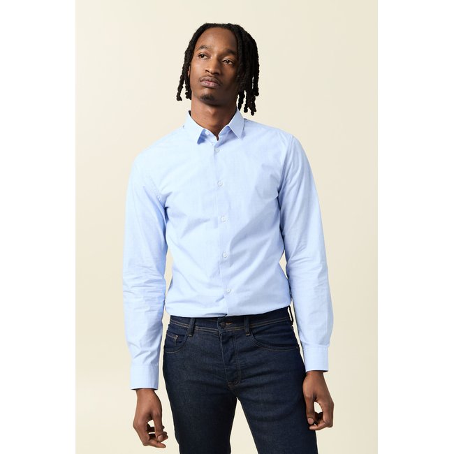 Chemise manches longues bleu <span itemprop=