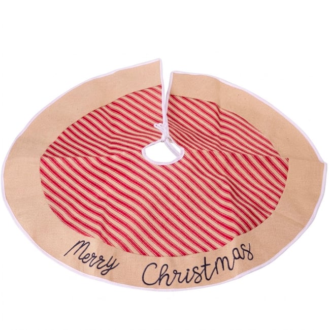 Couvre-pied de sapin de Noël rouge et beige 90x90cm Couleur rouge <span itemprop=