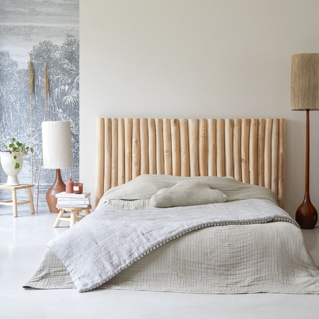 Tête de lit en teck massif 180 cm RIVER Couleur naturel <span itemprop=