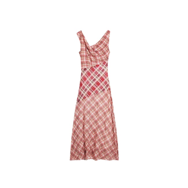 Robe à bretelles à carreaux rouge <span itemprop=