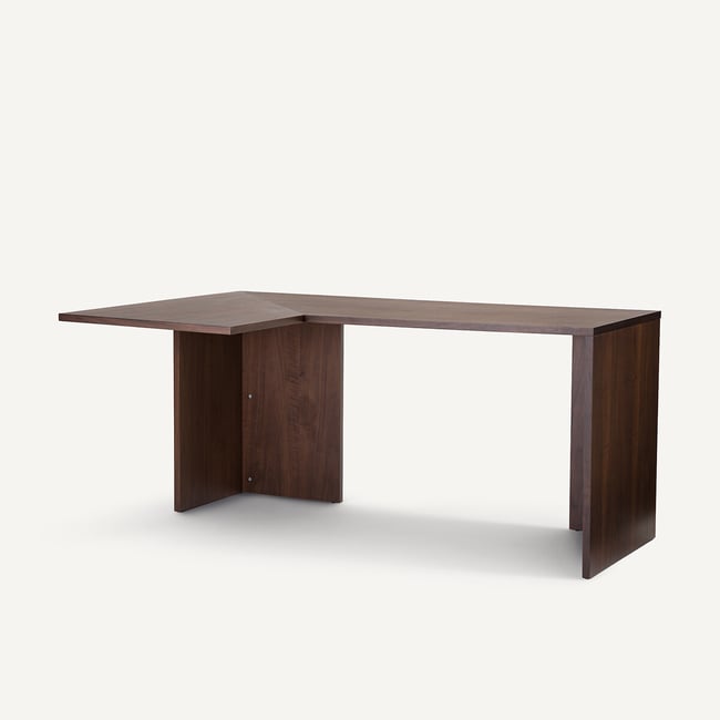 Hoektafel, notenhoutfineer lengte 165 cm, Working <span itemprop=