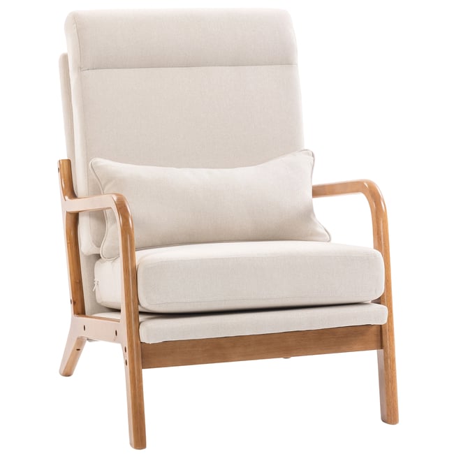 Accent Chair Tissu de lin (100 % polyester) Couleur crème <span itemprop=