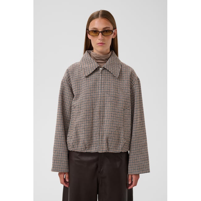 Veste d'extérieur marron brown shades check <span itemprop=