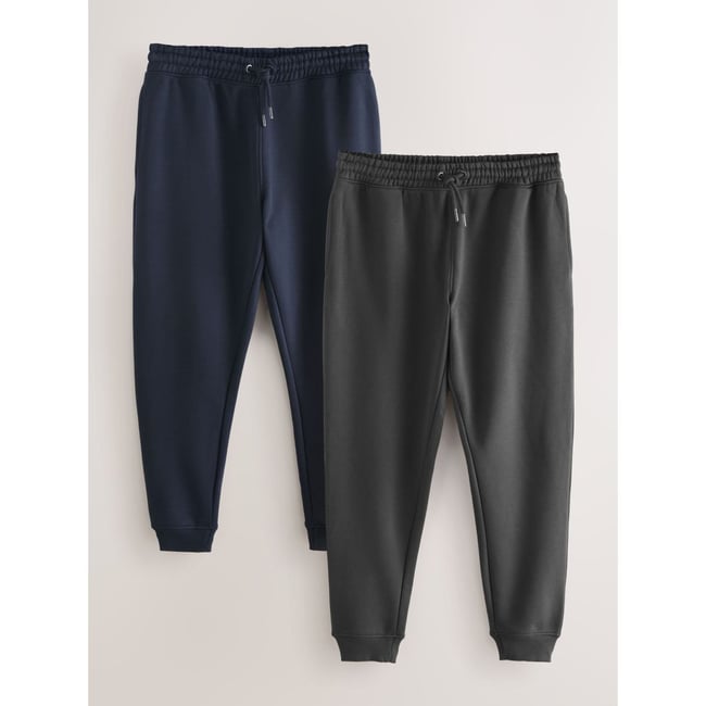 Jogging slim en jersey de coton, lot 2 gris ardoise/bleu marine <span itemprop=