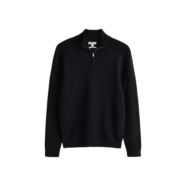 Pull slim à col zippé n. premium noir <span itemprop=