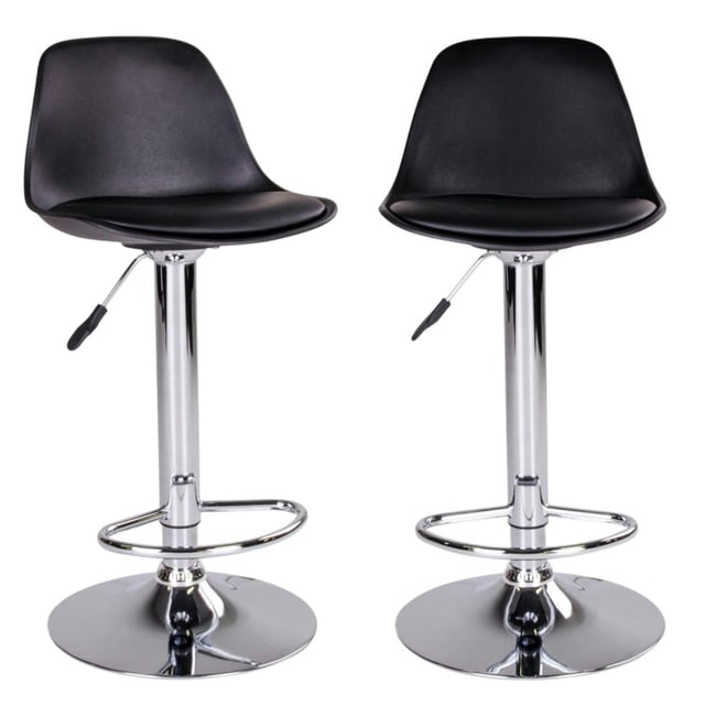 Chaise de bar moderne pivotante, pied chromé (lot de 2) Couleur noir <span itemprop=