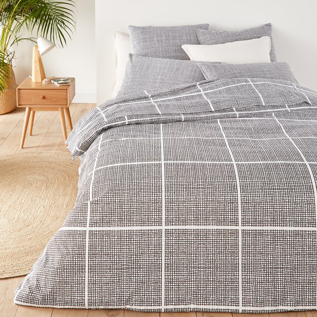 Housse de couette pur coton, Jinties blanc/noir <span itemprop=