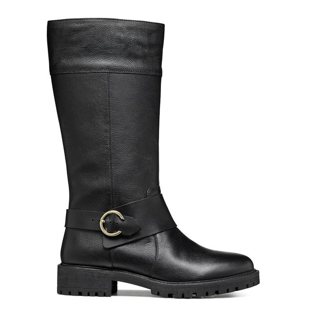 Stivali biker in pelle Hoara nero GEOX