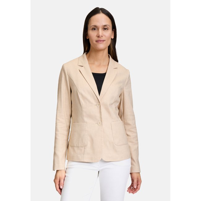 Veste blazer à manches longues beige <span itemprop=