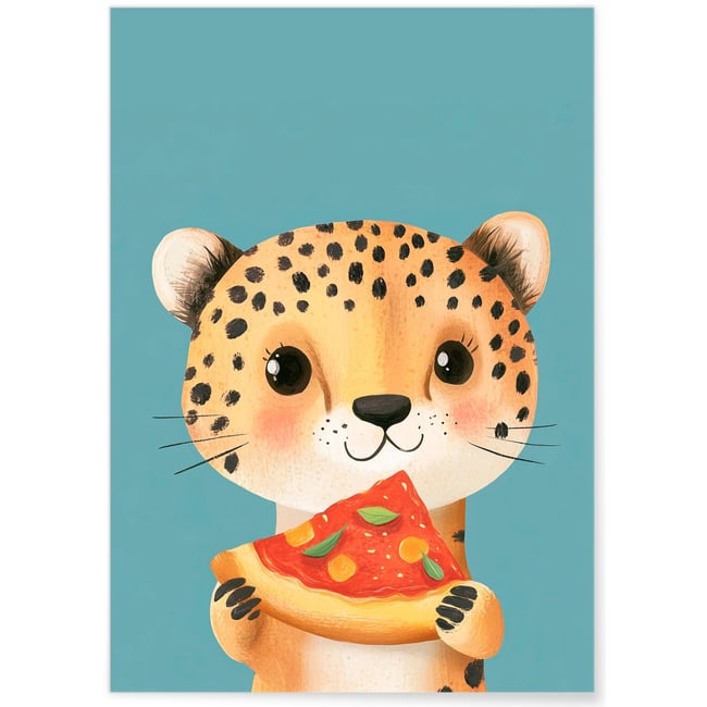 Affiche Guépard gourmand Couleur blanc <span itemprop=