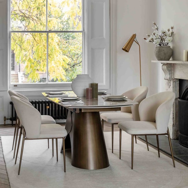 Basil Marble Dining Table (Seats 6-8), bronze, ÉDITÉ