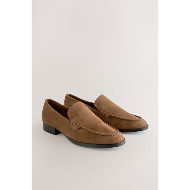 Mocassins bout rond en cuir marron fauve <span itemprop=
