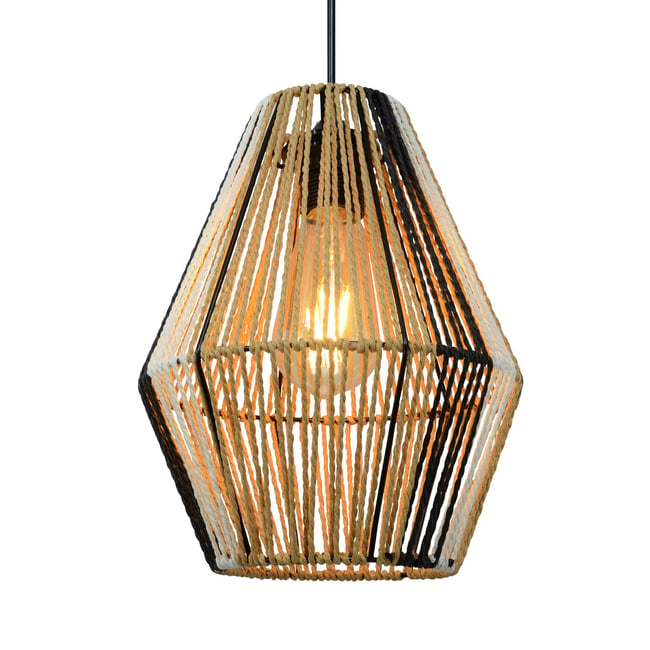 Suspension en ficelle de papier, TILLIS Couleur noir et naturel <span itemprop=