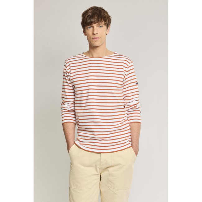 Marinière - coton épais blanc/rame <span itemprop=