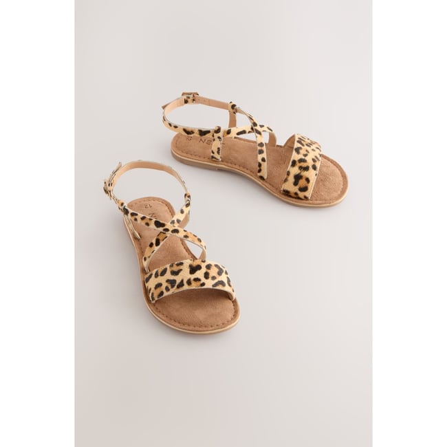 Sandales à bride et boucle imprimé léopard <span itemprop=