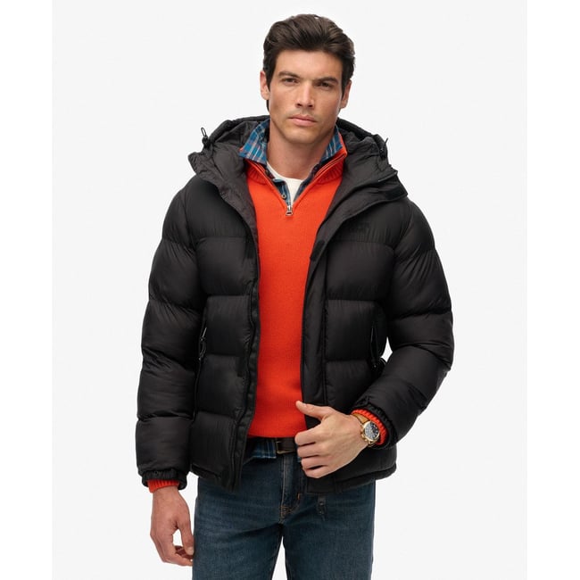 Doudoune Noire à Capuche noir <span itemprop=