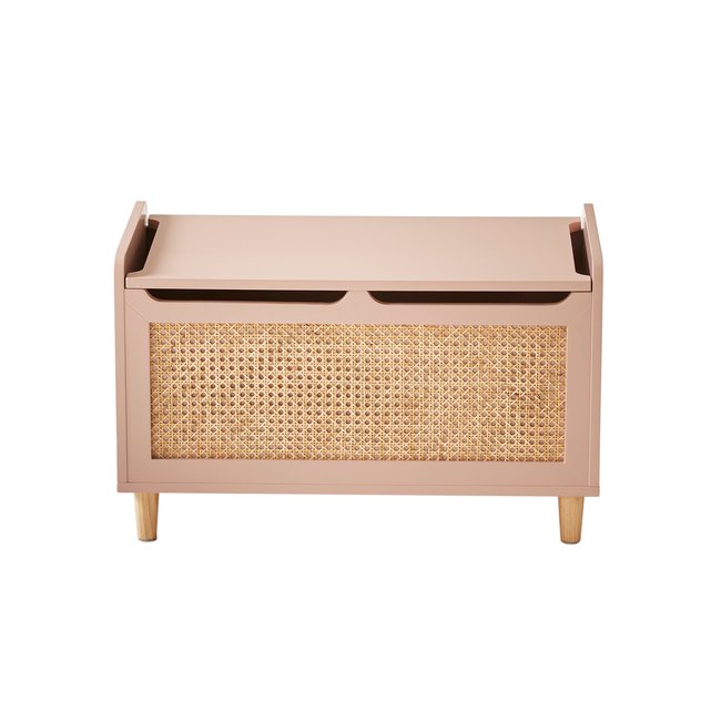 Coffre à jouets cannage LIGNE POÉSIE Couleur rose <span itemprop=